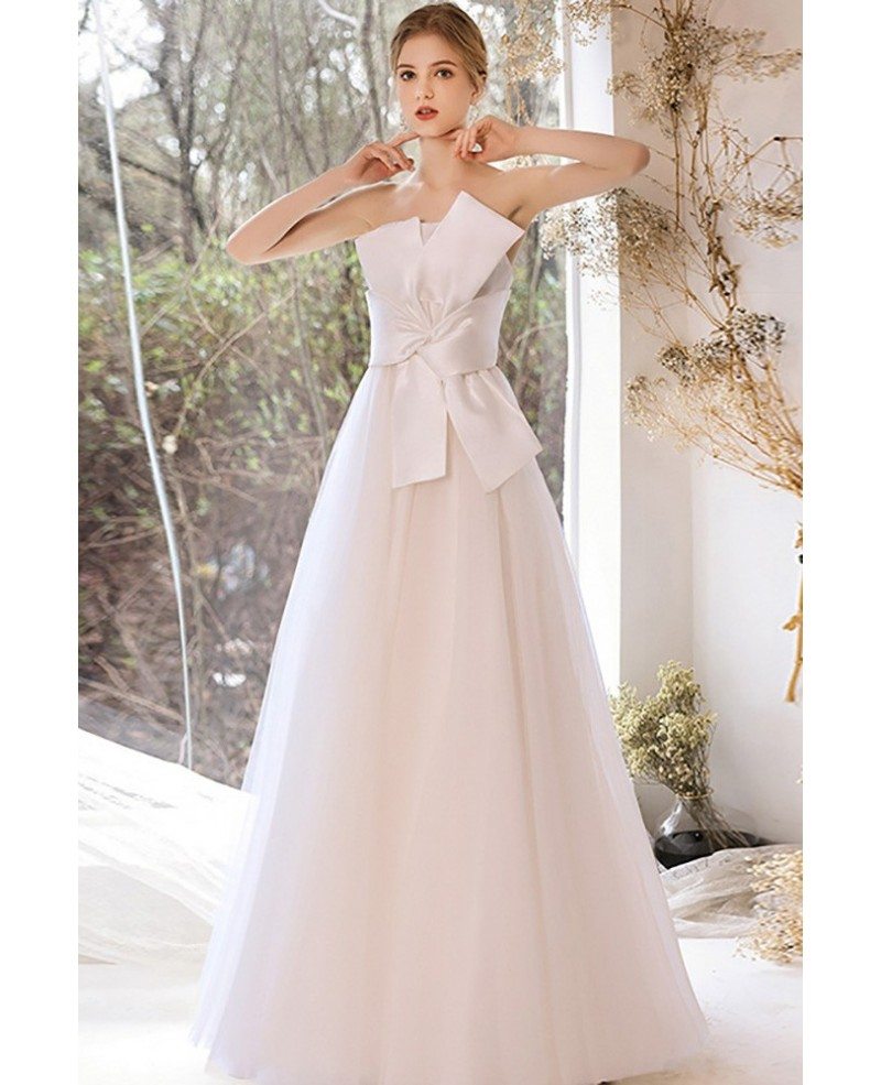 Simple Elegant Big Bow Knot Wedding Dress Strapless with Laceup G78006 ...