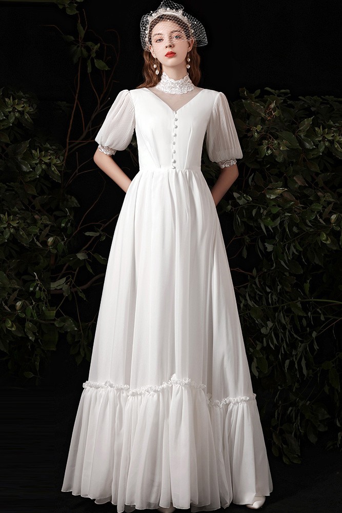 old fashioned vintage white dress Vintage 1960s White Flower Maxi Wedding Dress main image 0