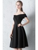Simple Off Shoulder Little Black Dress Knee Length