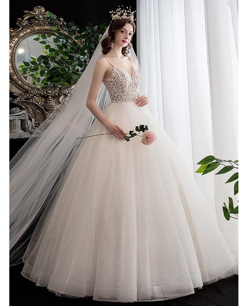 Illusion Neckline Long Sleeves Tulle Bridal Dress Gorgeous Lace Weddin –  SheerGirl