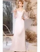 Simple Satin Elegant Wedding Dress with Cold Shoulder Sleeves