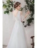Beautiful Flowy Tulle Aline Wedding Dress with Appliques