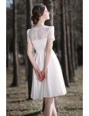 Casual Short Sleeved Lace Short Wedding Dress Wear with Sneaker