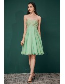Simple Strapless Short Chiffon Lime Green Bridesmaid Party Dress