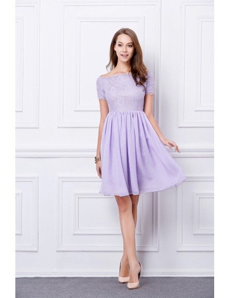 Feminine A-Line Lace Short Homecoming Dress With Sleeves