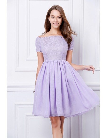 Feminine A-Line Lace Short Homecoming Dress With Sleeves