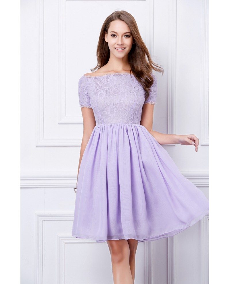 Feminine A-Line Lace Short Homecoming Dress With Sleeves #DK331 $68 ...