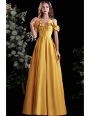 Gorgeous Yellow Off Shoulder Aline Party Prom Dress