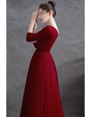 Elegant Half Sleeved Aline Long Evening Dress For Formal