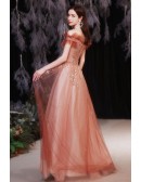 Stunning Ombre Red Tulle Ballgown Prom Dress Off Shoulder with Bling