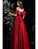 Gorgeous Formal Long Red Burgundy Satin Party Prom Dress