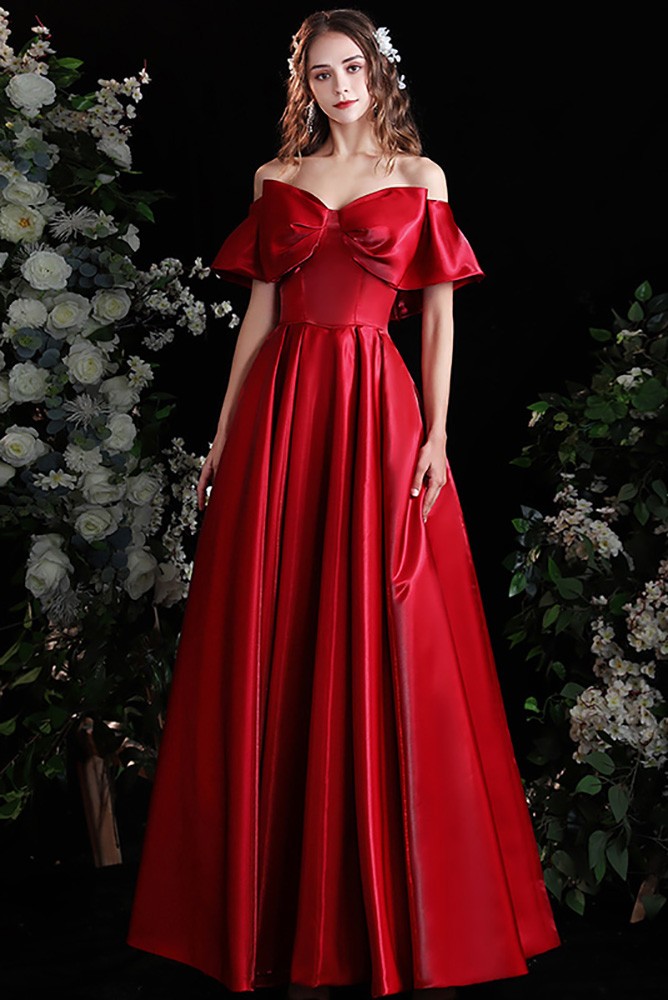Gorgeous Formal Long Red Burgundy Satin Party Prom Dress Wholesale # ...