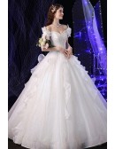 Super Cute Princess Ballgown Ivory White Wedding Prom Dress with Ruffles