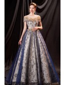 Modest Blue Tulle with Bling Sequins Aline Prom Dress