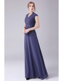 Classy Lace Vneck Aline Long Mother Of The Bride Dresses with Cap Sleeves