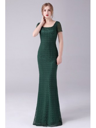 Modest Square Neckline Green Mother Of The Bride Dress Floor Length with Sleeves