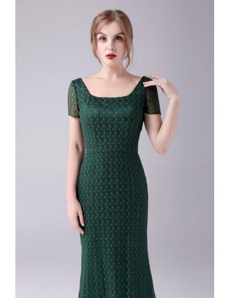 Modest Square Neckline Green Mother Of The Bride Dress Floor Length with Sleeves
