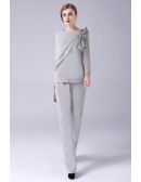 Modest Chiffon Long Sleeved Jacket Mother Of The Bride Trouser Outfits