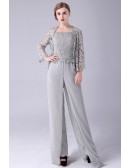 Elegant Lace Jacket Mother Of The Bride Outfits Trousers with Lace Vest