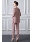 Chiffon Long Sleeved Jacket Mother Of The Bride Trouser Outfits Custom Petite
