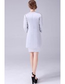 Silver Formal Sheath Mother Of The Bride Dresses Suits with 3/4 Sleeved Jacket