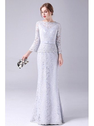 Elegant Mermaid Lace Mother Of The Bride Long Dress with Long Sleeves