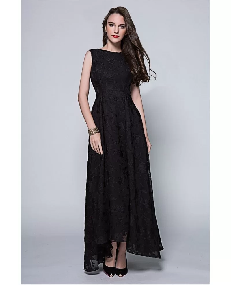 Vintage Black A-Line Lace Long Formal Dress #CK294 $97.7 - GemGrace.com