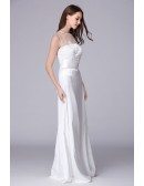 Elegant A-Line Satin Floor-Length Evening Dress With Applique Lace