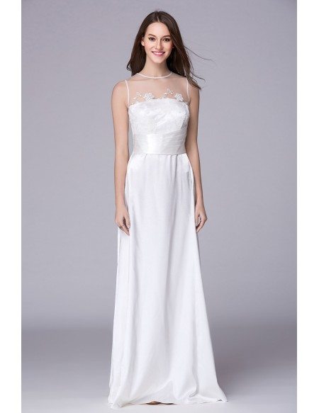 Elegant A-Line Satin Floor-Length Evening Dress With Applique Lace # ...