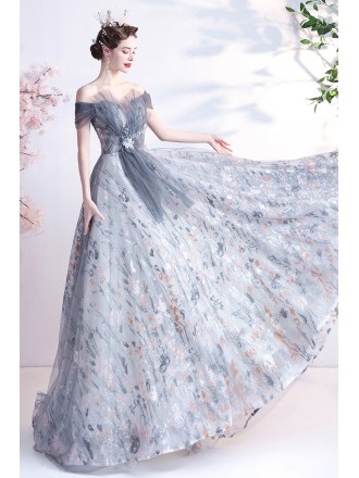 Beatiful Off Shouler Aline Prom Dress with Patterns
