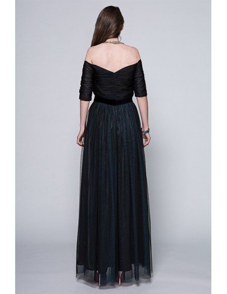 Elegant A-Line Off-the-Shoulder Tulle Long Formal Dress