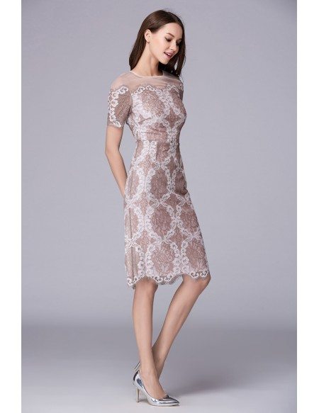 Elegant A-Line Lace Midi Mother of the Bride Dress With Sleeves #DK344 ...