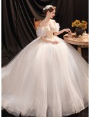 Luxury Gold Beadings Ball Gown Wedding Dress with Bling Sequins
