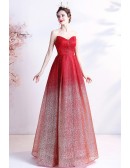 Sweetheart Ombre Red Ballgown Prom Dress with Bling