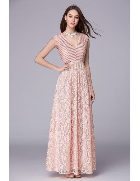 Elegant A line Prom Dress vintage blush pink square neck dress