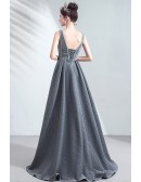 Silver Veck Formal Prom Dress Elegant with Bling