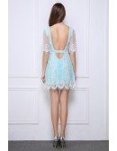 Chic Lace Mini Weeding Guest Dress With Open Back