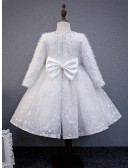 Lovely Flower Lace Ballgown Winter Wedding Flower Girl Dress with Long Sleeves