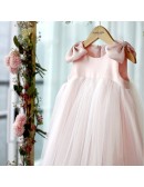 Super Cute Pink Tulle Baby Girls Flower Girl Dress with Bow Knots