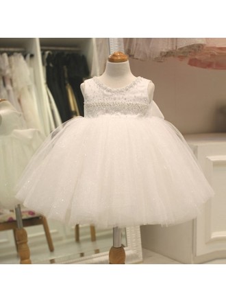 Super Cute Ballgown Tulle Wedding Flower Girl Dress Sleeveless with Bling Sequins