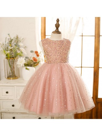 Bling Sequins Tulle Ballgown Girls Party Dress with Beading Tassels