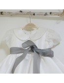 Super Cute Baby Collar Wedding Flower Girl Dress with A Sash Big Bow In Back