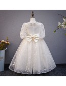 Sequined Embroidery Formal Girls Pageant Gown with Jeweled Neckline Sleeves