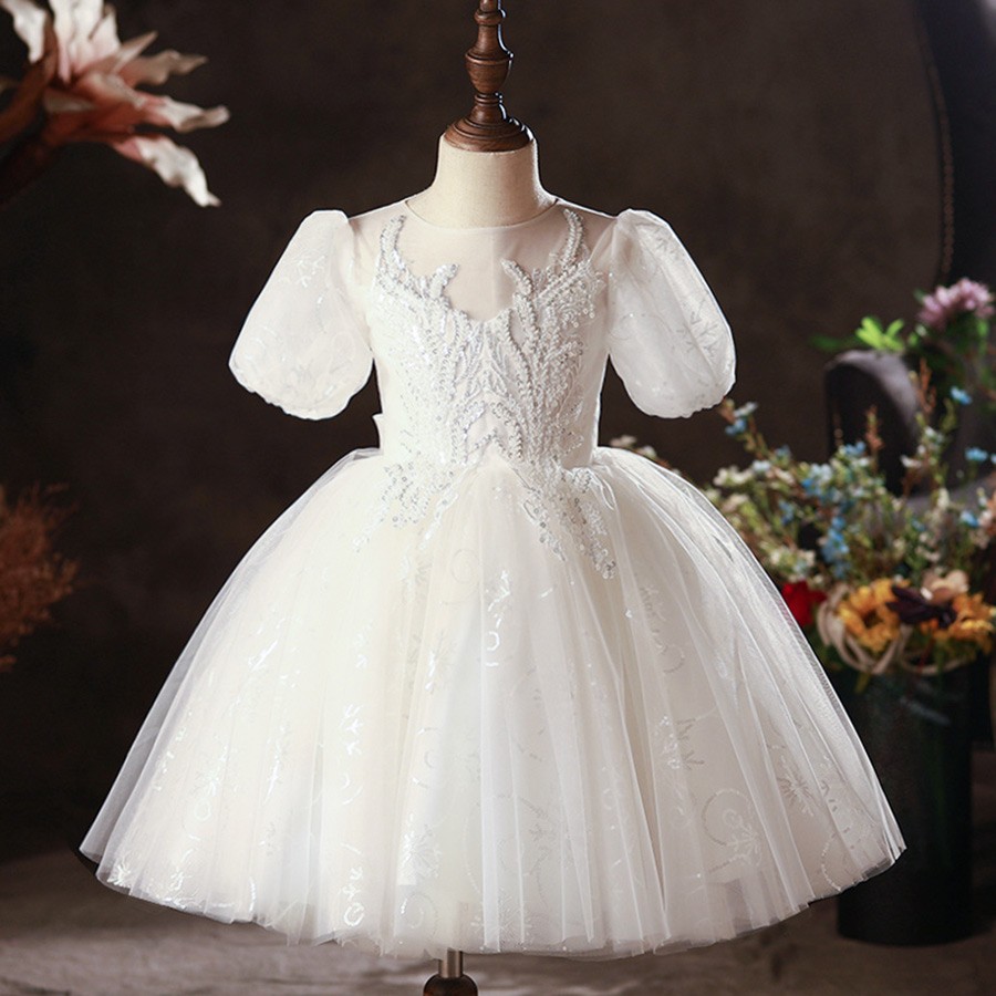 Couture Embroidered Sequins Ballgown Wedding Flower Girl Dress with ...