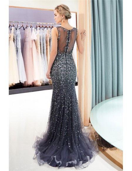 Sparkly Luxury Gold Sequin Mermaid Prom Dress With Straps #F019 ...