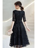 Modest Lace Half Sleeve Party Dress Tea Length