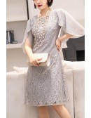Elegant Aline Lace Wedding Guest Dress With Loose Sleeves
