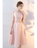 Pink Tea Length Elegant Homecoming Party Dress Sleeveless