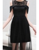 Sexy Black Tulle Sheath Party Dress With Cold Shoulder