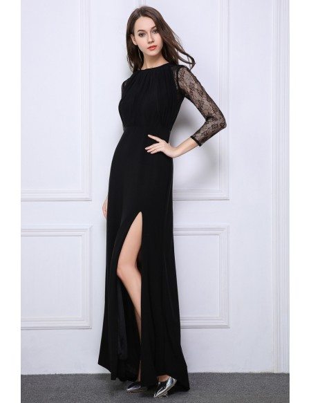 Elegant A-Line Lace Chiffon Long Evening Dress With Split